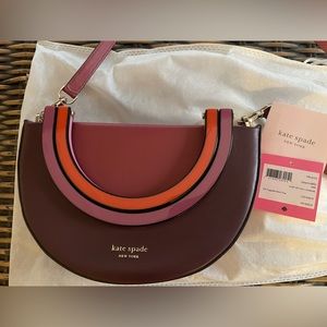 KATE SPADE RED/PURPLE MULTI BETTY HALF MOON SMALL CROSS BODY BAG